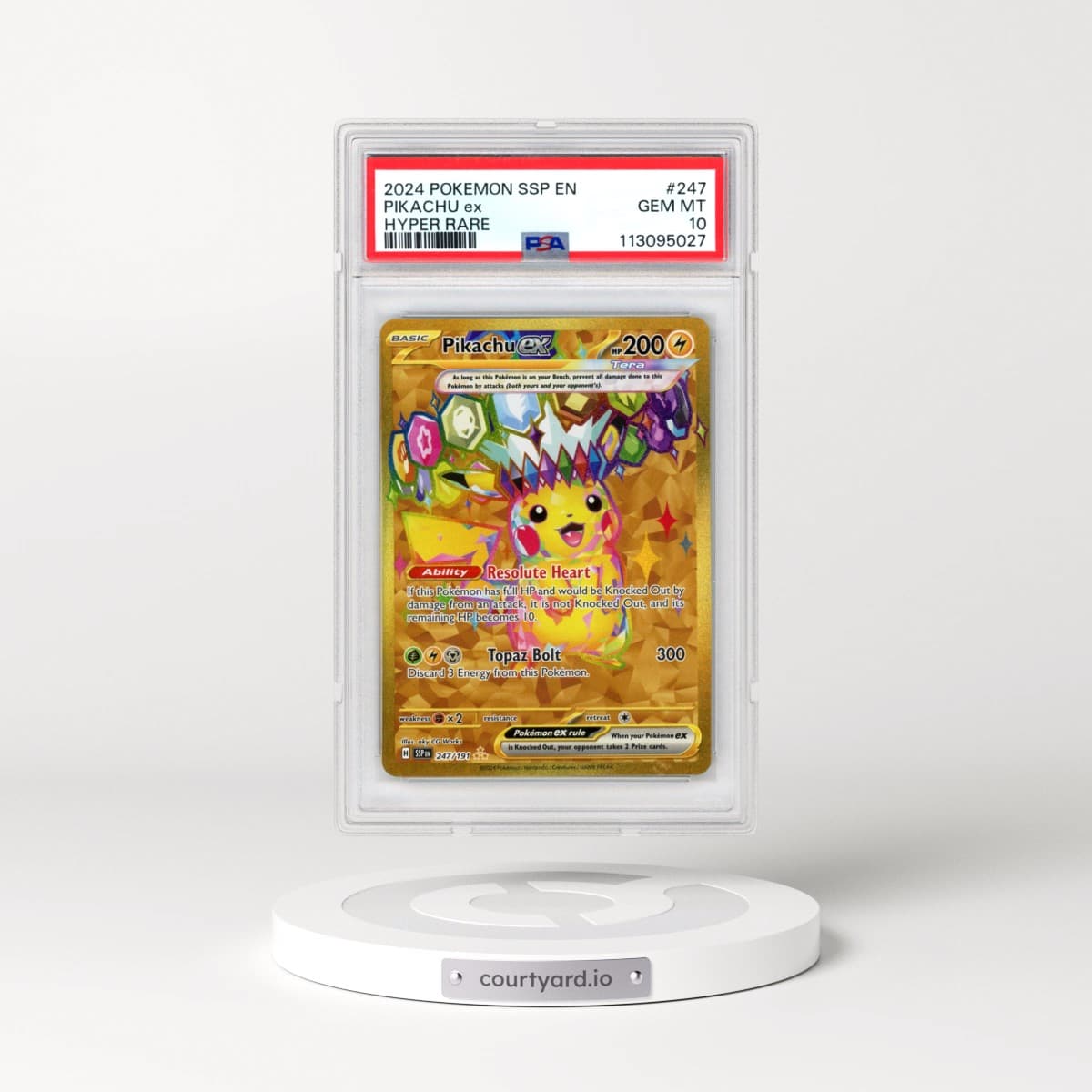 2024 Pokémon Ssp EN-Surging Sparks #247 Pikachu EX - Holo Hyper Rare (PSA 10 GEM MINT)