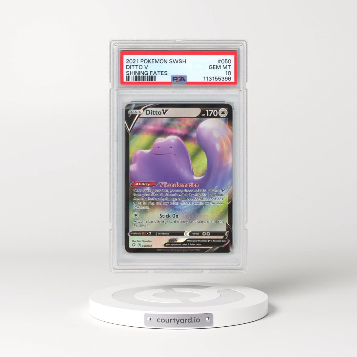 2021 Pokémon Sword & Shield Shining Fates #050 Ditto V - Holo (PSA 10 GEM MINT)