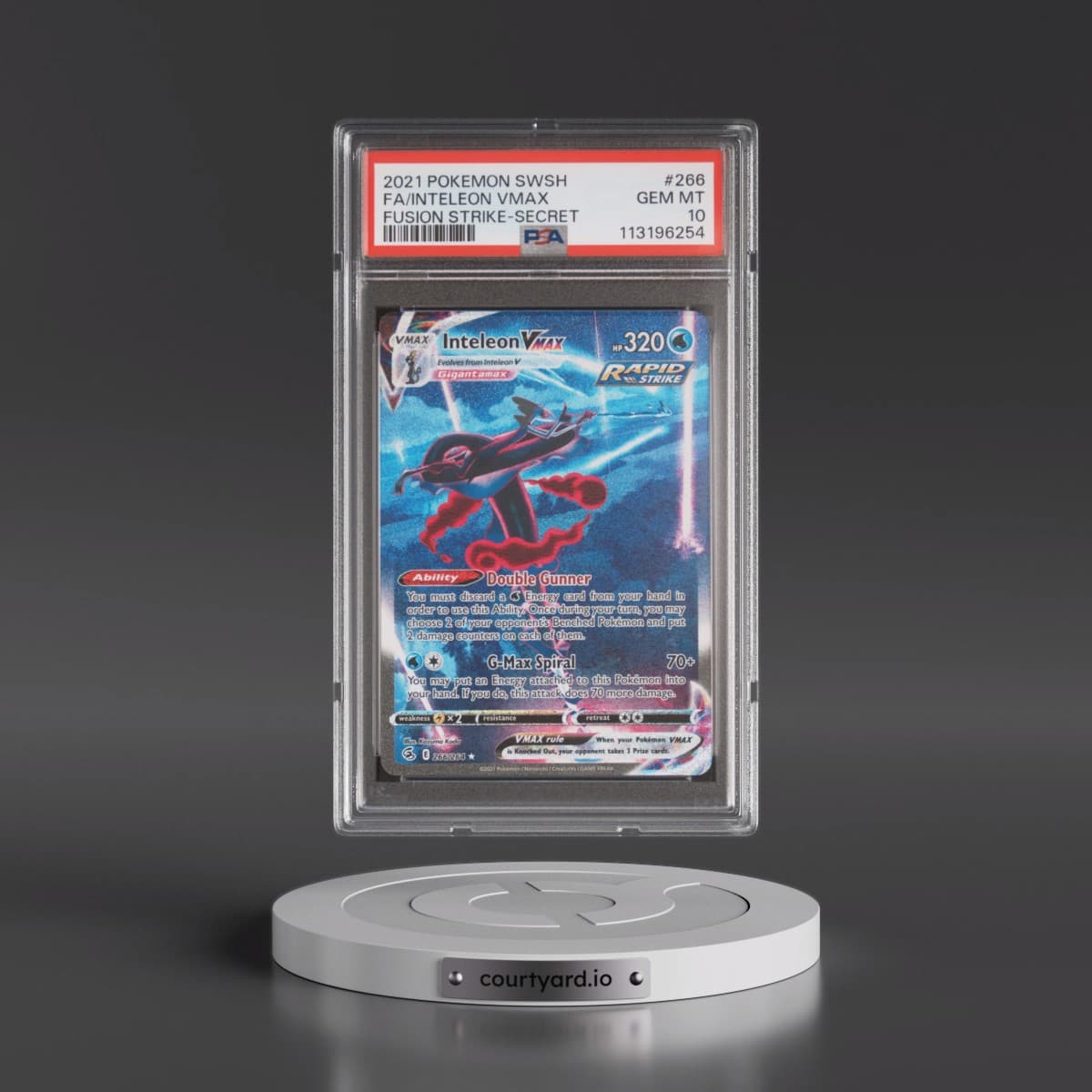 2021 Pokémon Sword & Shield Fusion Strike #266 Inteleon Vmax - Full Art Secret (PSA 10 GEM MINT)