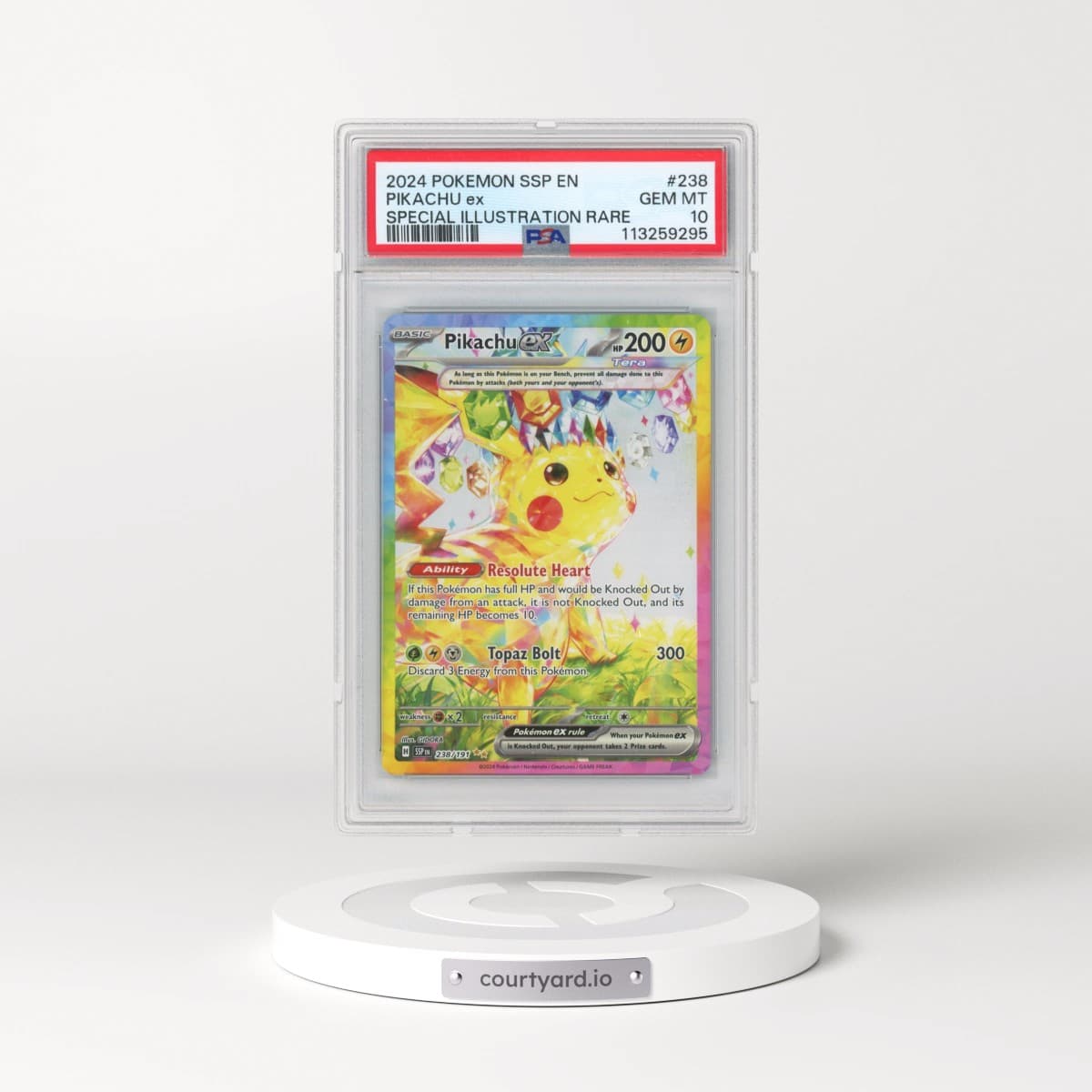 2024 Pokémon Ssp EN-Surging Sparks #238 Pikachu EX - Holo Special Illustration Rare (PSA 10 GEM MINT)