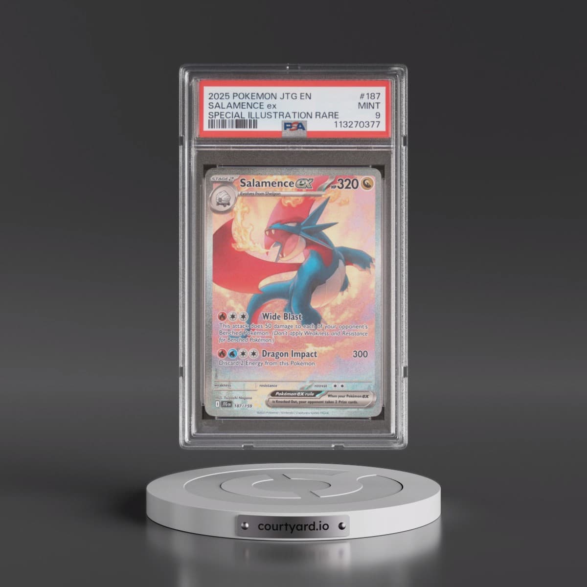 2025 Pokémon Jtg EN-Journey Together #187 Salamence EX - Holo Special Illustration Rare (PSA 9 MINT)