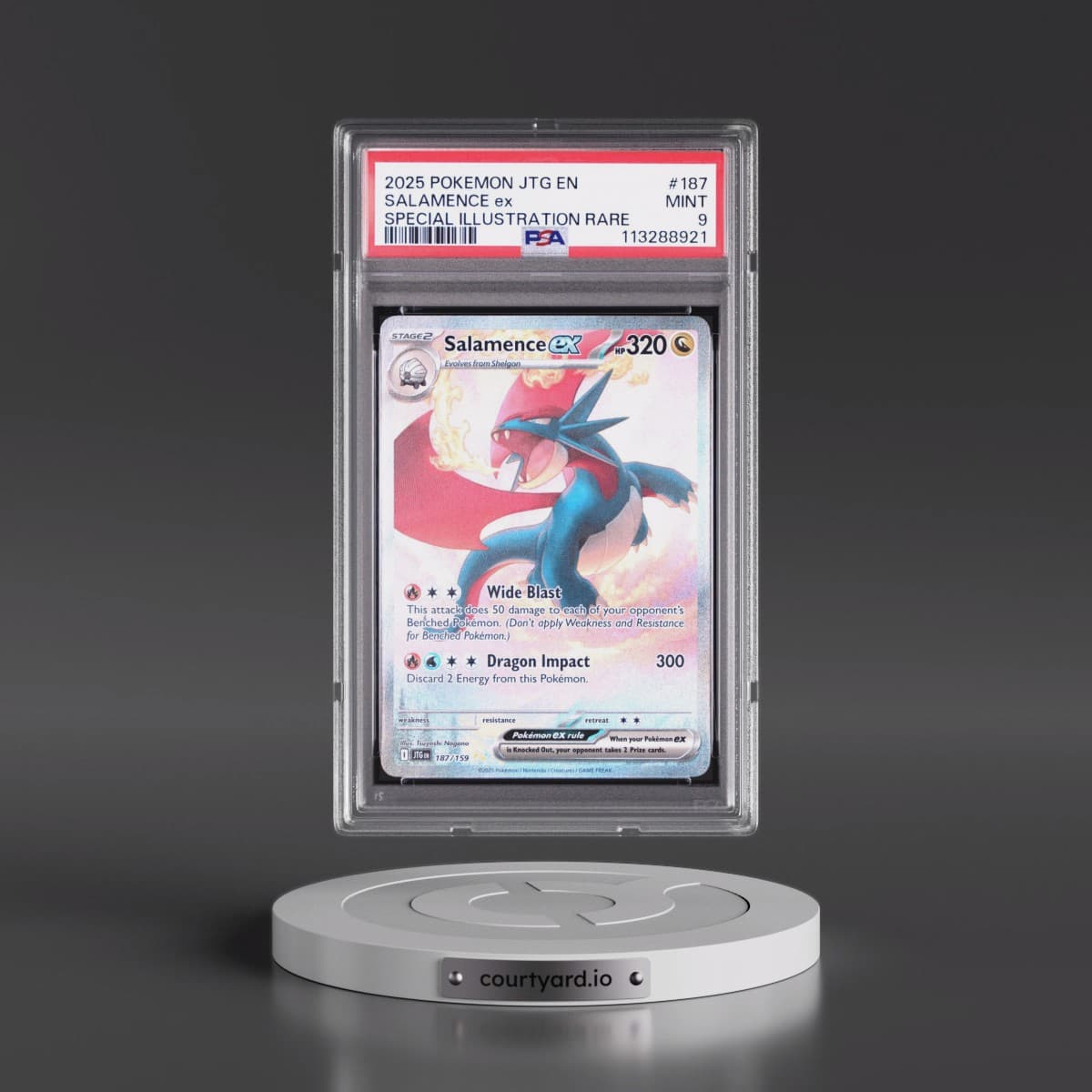 2025 Pokémon Jtg EN-Journey Together #187 Salamence EX - Holo Special Illustration Rare (PSA 9 MINT)