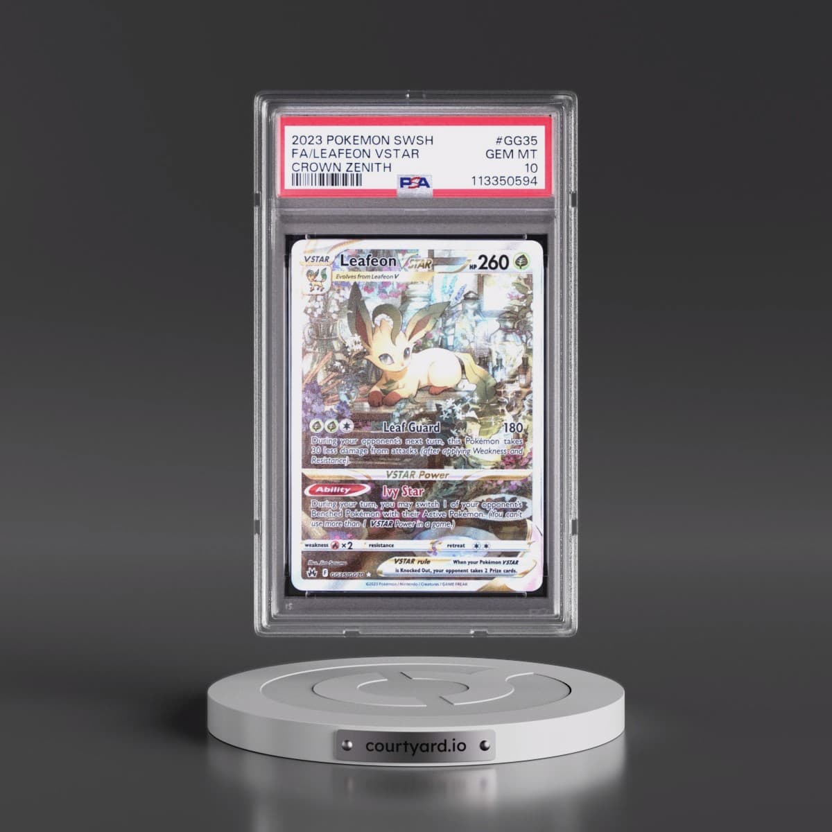 2023 Pokémon Sword and Shield Crown Zenith #GG35 Leafeon Vstar - Full Art (PSA 10 GEM MINT)