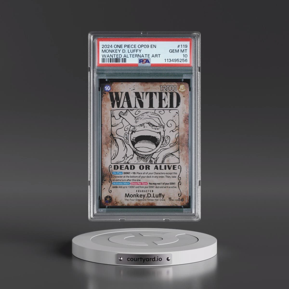 2024 One Piece OP09-Emperors in the New World #119 Monkey D. Luffy - Wanted Alternate Art (PSA 10 GEM MINT)