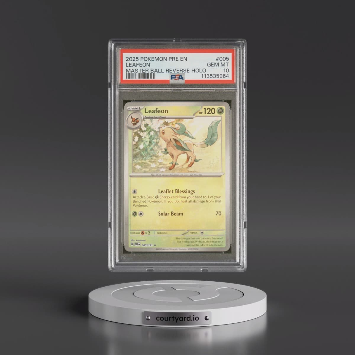 2025 Pokémon Pre EN-Prismatic Evolutions #005 Leafeon - Reverse Holo Master Ball (PSA 10 GEM MINT)