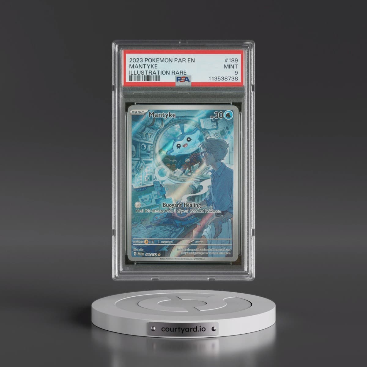 2023 Pokémon Par EN-Paradox Rift #189 Mantyke - Illustration Rare (PSA 9 MINT)