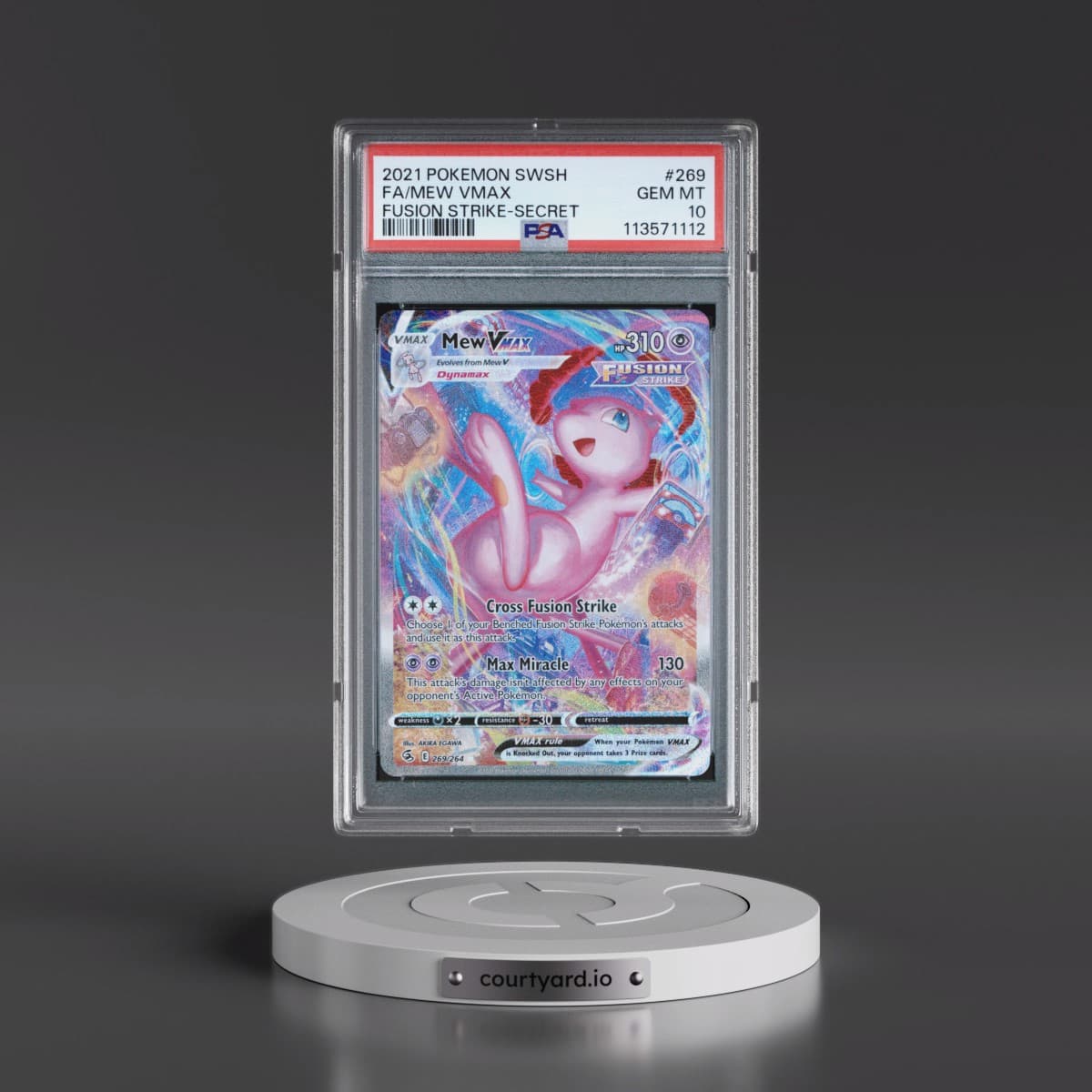 2021 Pokémon Sword & Shield Fusion Strike #269 Mew Vmax - Full Art Secret (PSA 10 GEM MINT)