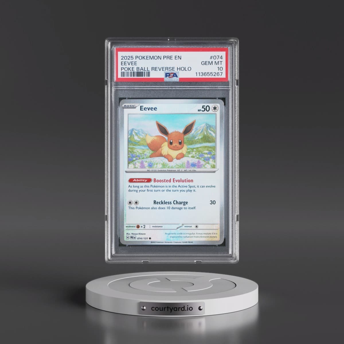 2025 Pokémon Pre EN-Prismatic Evolutions #074 Eevee - Reverse Holo Poke Ball (PSA 10 GEM MINT)