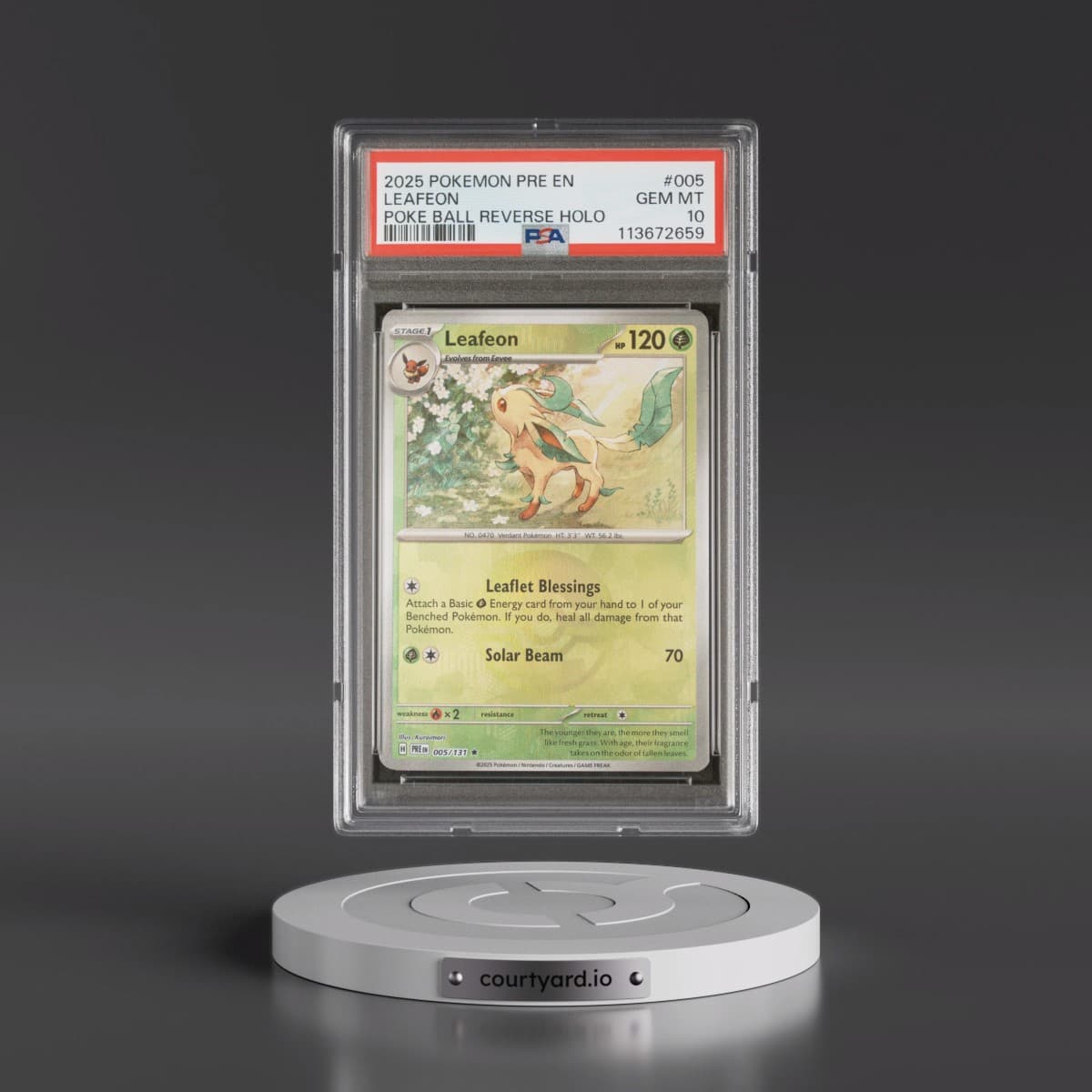 2025 Pokémon Pre EN-Prismatic Evolutions #005 Leafeon - Reverse Holo Poke Ball (PSA 10 GEM MINT)