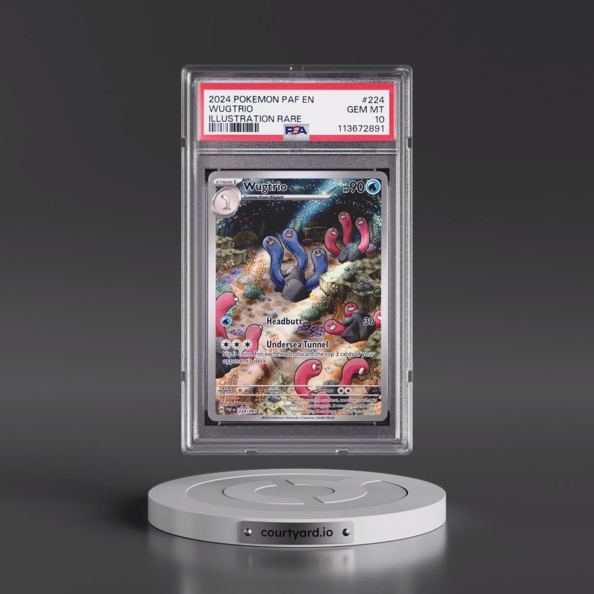 2024 Pokémon Paf EN-Paldean Fates #224 Wugtrio - Illustration Rare (PSA 10 GEM MINT)