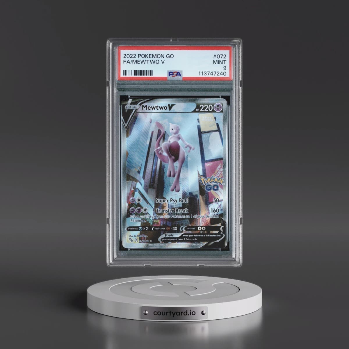 2022 Pokémon Go #072 Mewtwo V - Holo Full Art (PSA 9 MINT)