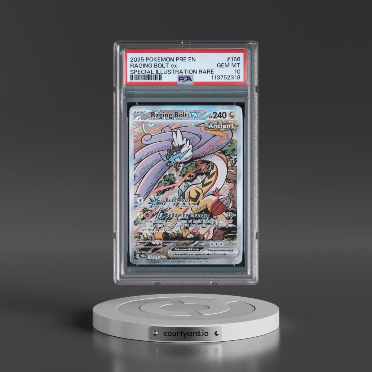 2025 Pokémon Pre EN-Prismatic Evolutions #166 Raging Bolt EX - Holo Special Illustration Rare (PSA 10 GEM MINT)