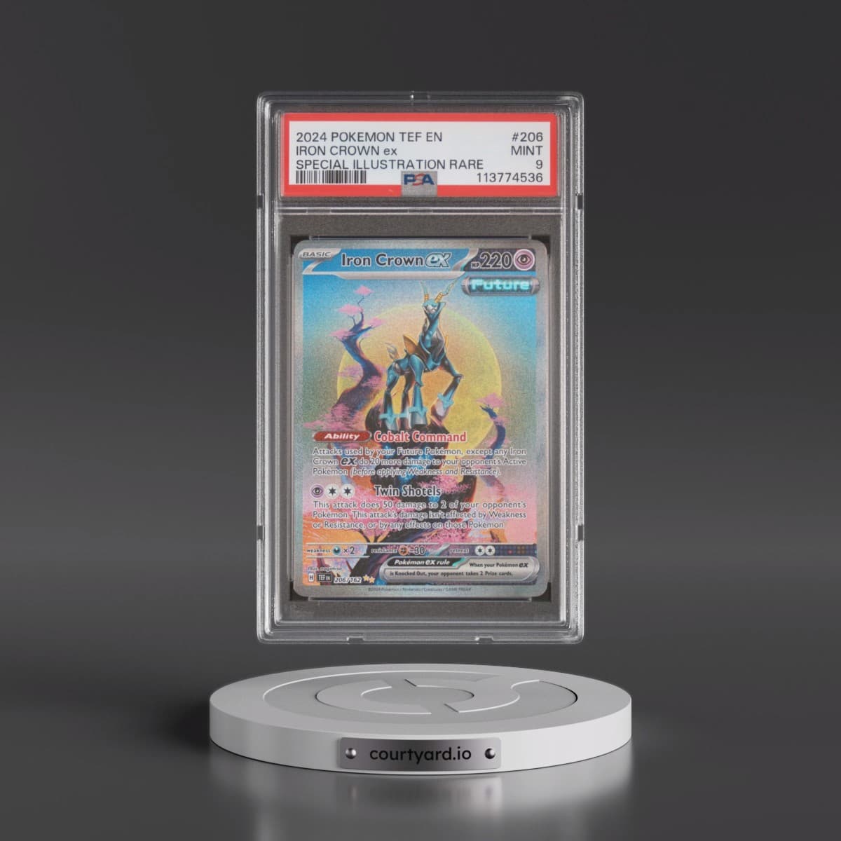 2024 Pokémon Tef EN-Temporal Forces #206 Iron Crown EX - Holo Special Illustration Rare (PSA 9 MINT)
