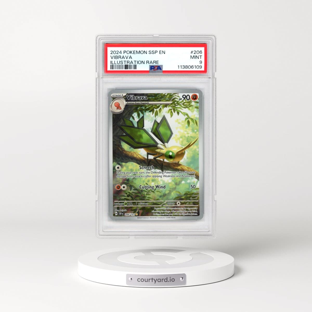 2024 Pokémon Ssp EN-Surging Sparks #206 Vibrava - Illustration Rare (PSA 9 MINT)