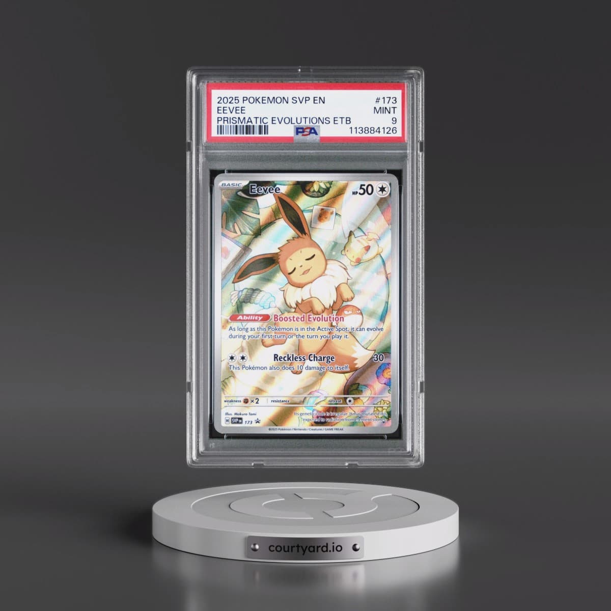 2025 Pokémon Svp EN-SV Black Star Promo #173 Eevee - Prismatic Evolutions Elite Trainer Box (PSA 9 MINT)