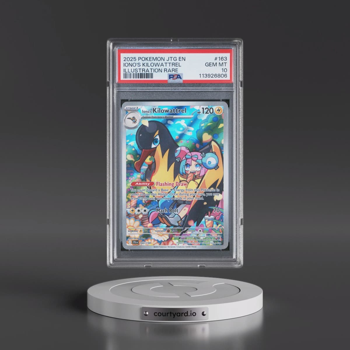 2025 Pokémon Jtg EN-Journey Together #163 Iono's Kilowattrel - Illustration Rare (PSA 10 GEM MINT)
