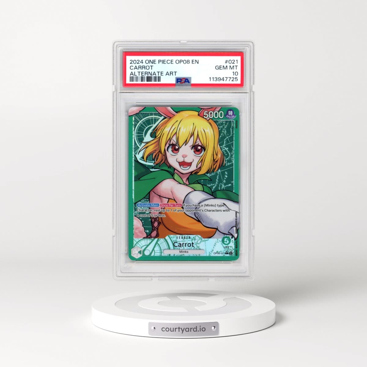 2024 One Piece OP08-Two Legends #021 Carrot - Alternate Art (PSA 10 GEM MINT)