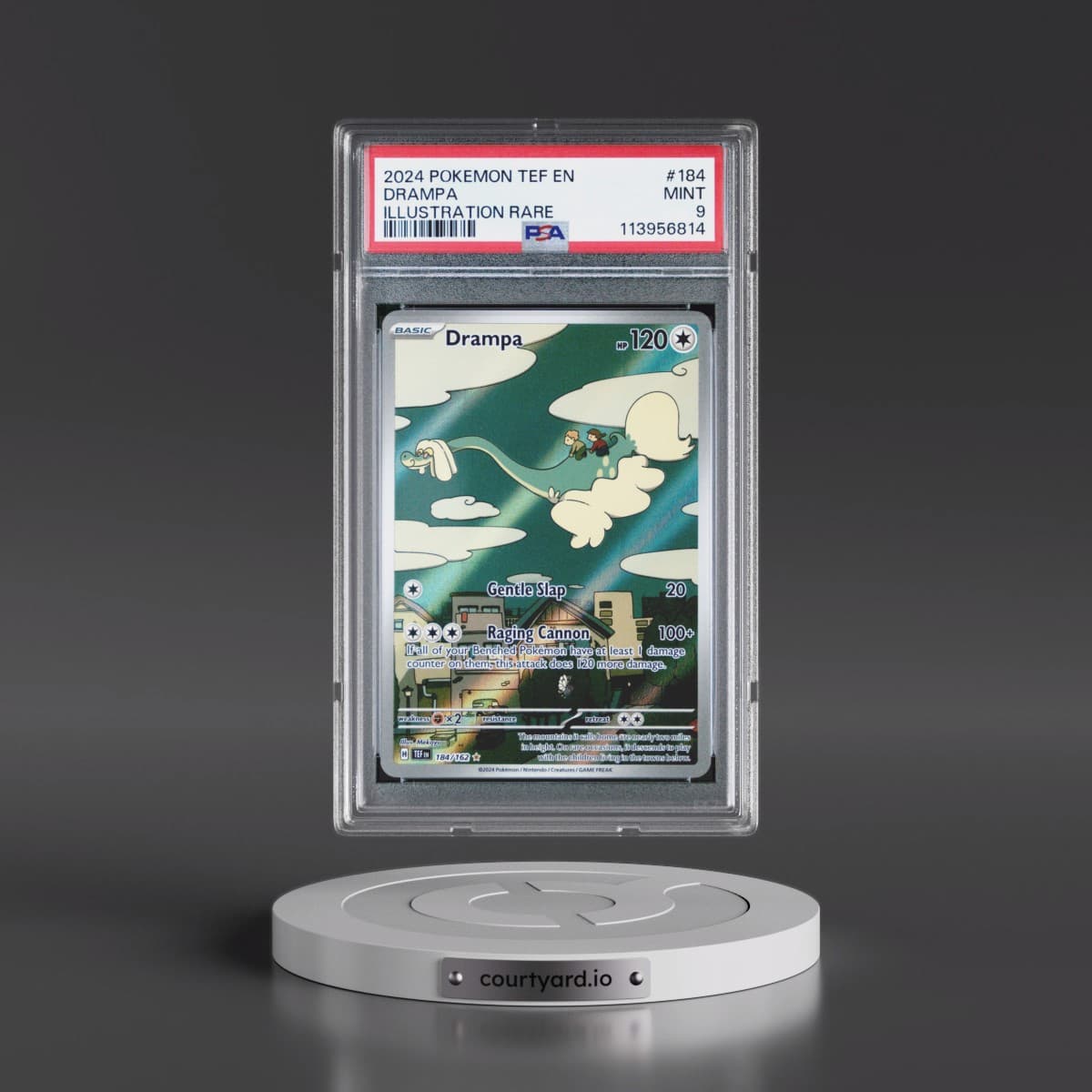 2024 Pokémon Tef EN-Temporal Forces #184 Drampa - Illustration Rare (PSA 9 MINT)