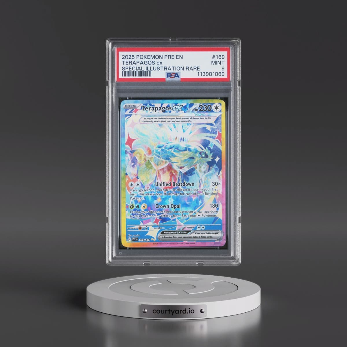 2025 Pokémon Pre EN-Prismatic Evolutions #169 Terapagos EX - Holo Special Illustration Rare (PSA 9 MINT)