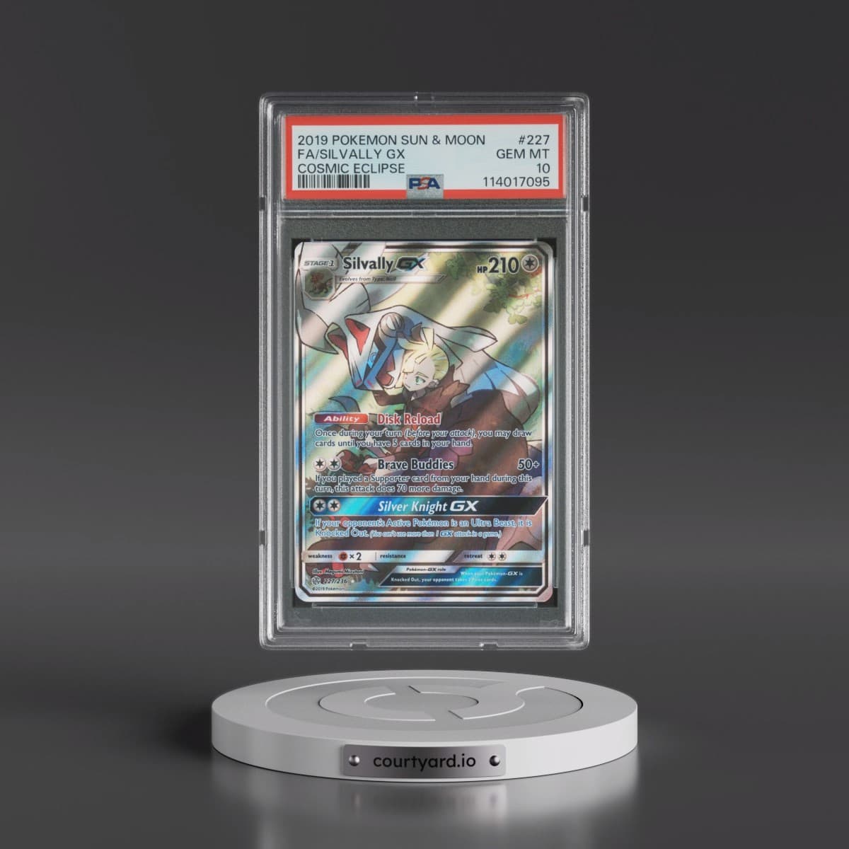 2019 Pokémon Sun & Moon Cosmic Eclipse #227 Silvally GX - Holo Full Art (PSA 10 GEM MINT)