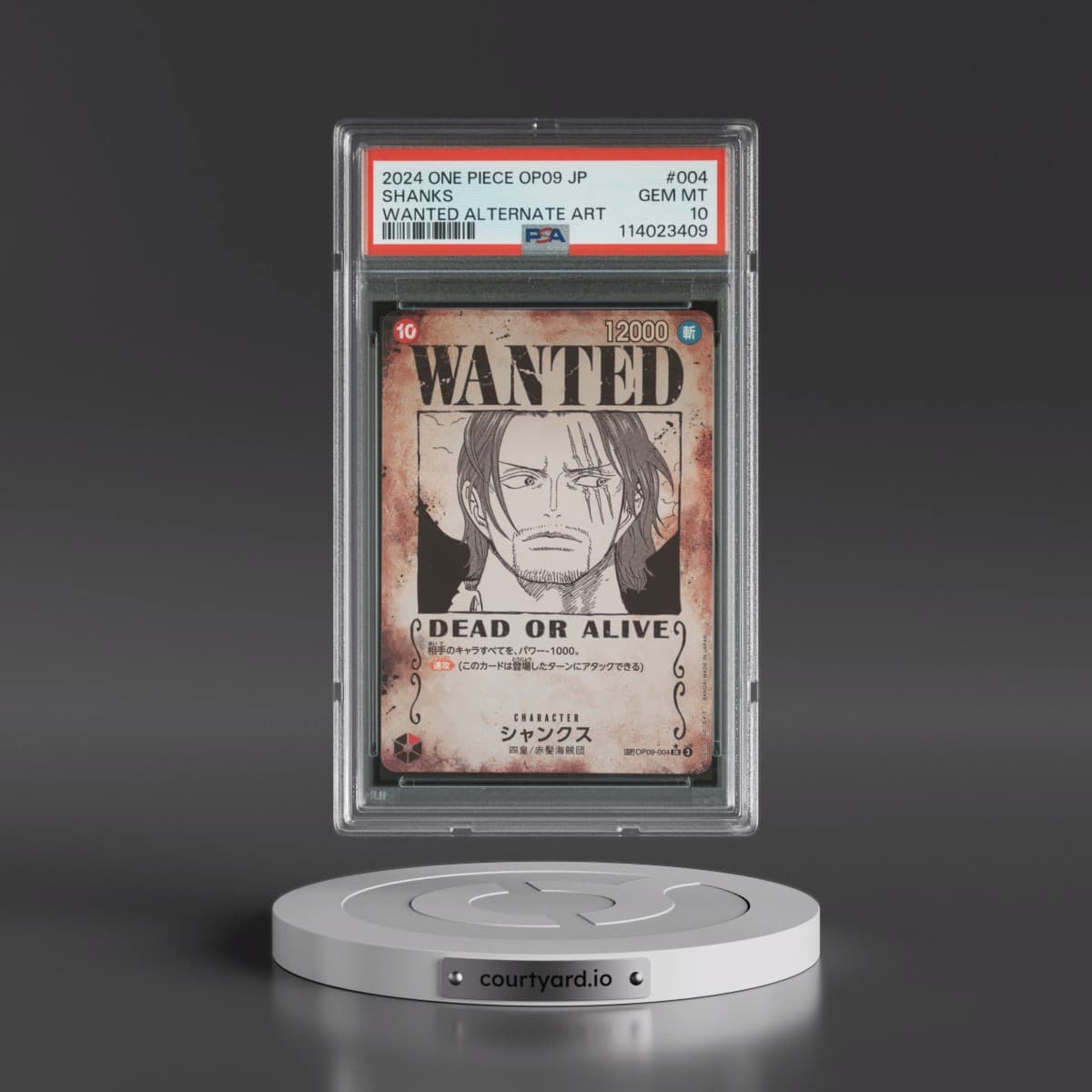 2024 One Piece Japanese OP09-Emperors in the New World #004 Shanks - Wanted Alternate Art (PSA 10 GEM MINT)