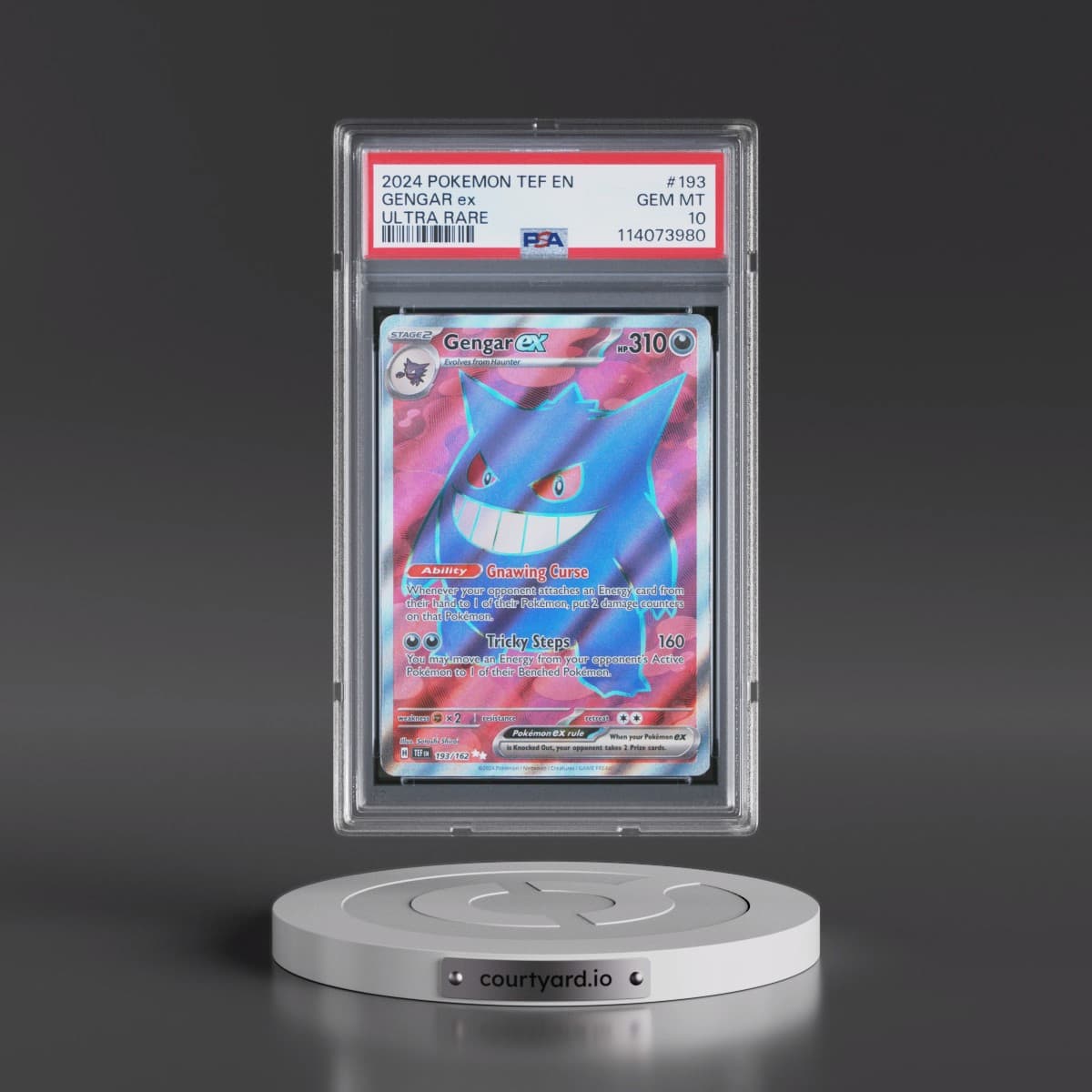 2024 Pokémon Tef EN-Temporal Forces #193 Gengar EX - Holo Ultra Rare (PSA 10 GEM MINT)