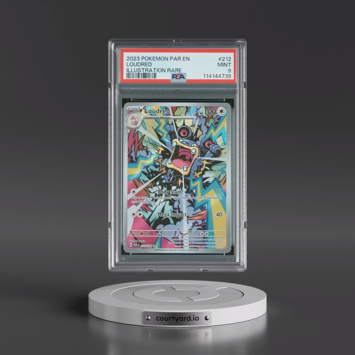 2023 Pokémon Par EN-Paradox Rift #212 Loudred - Illustration Rare (PSA 9 MINT)