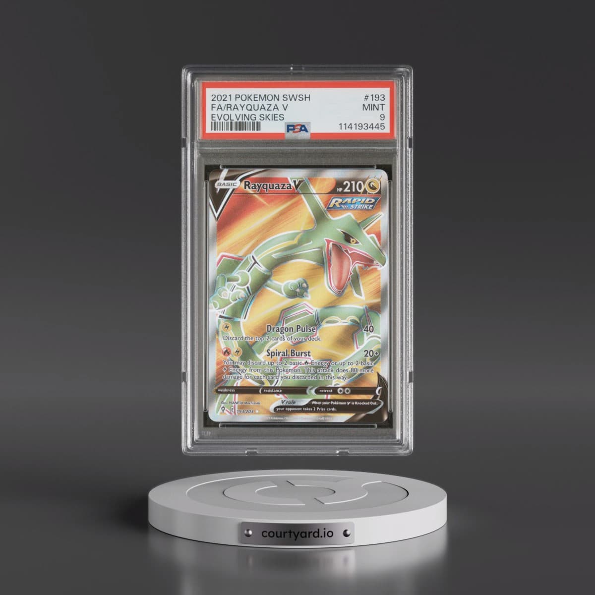 2021 Pokémon Sword & Shield Evolving Skies #193 Rayquaza V - Holo Full Art (PSA 9 MINT)
