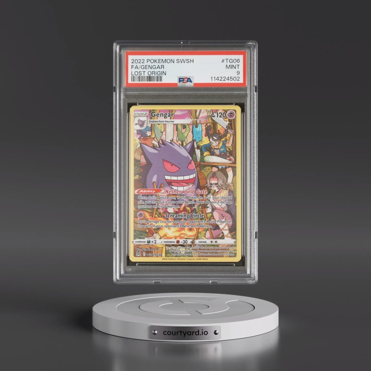 2022 Pokémon Sword & Shield Lost Origin #TG06 Gengar - Full Art (PSA 9 MINT)