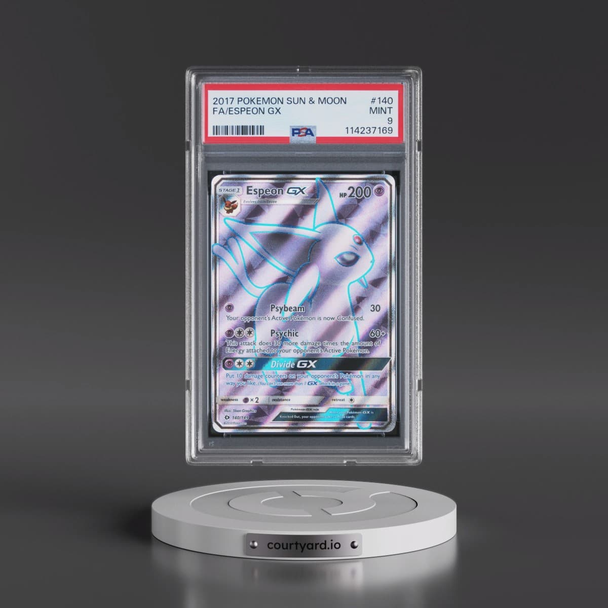 2017 Pokémon Sun & Moon #140 Espeon GX - Holo Full Art (PSA 9 MINT)