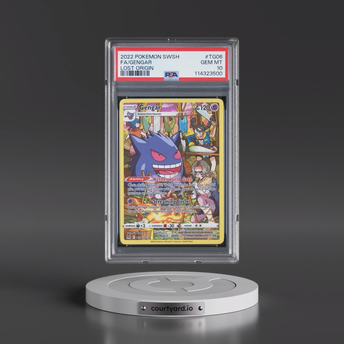 2022 Pokémon Sword & Shield Lost Origin #TG06 Gengar - Full Art (PSA 10 GEM MINT)