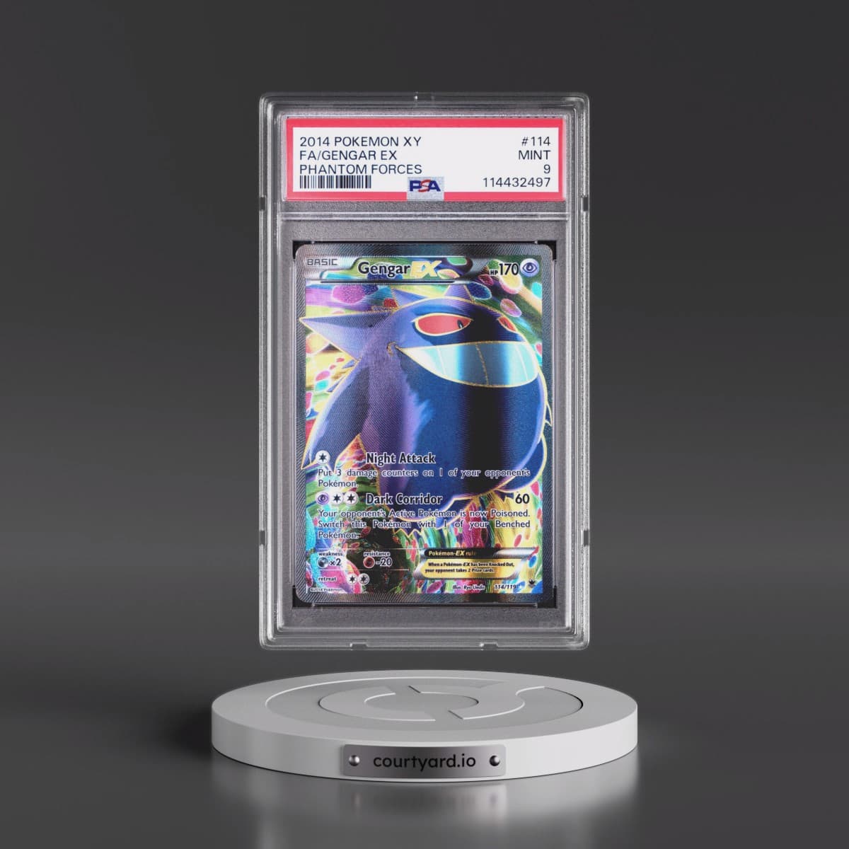 2014 Pokémon XY Phantom Forces #114 Gengar EX - Holo Full Art (PSA 9 MINT)