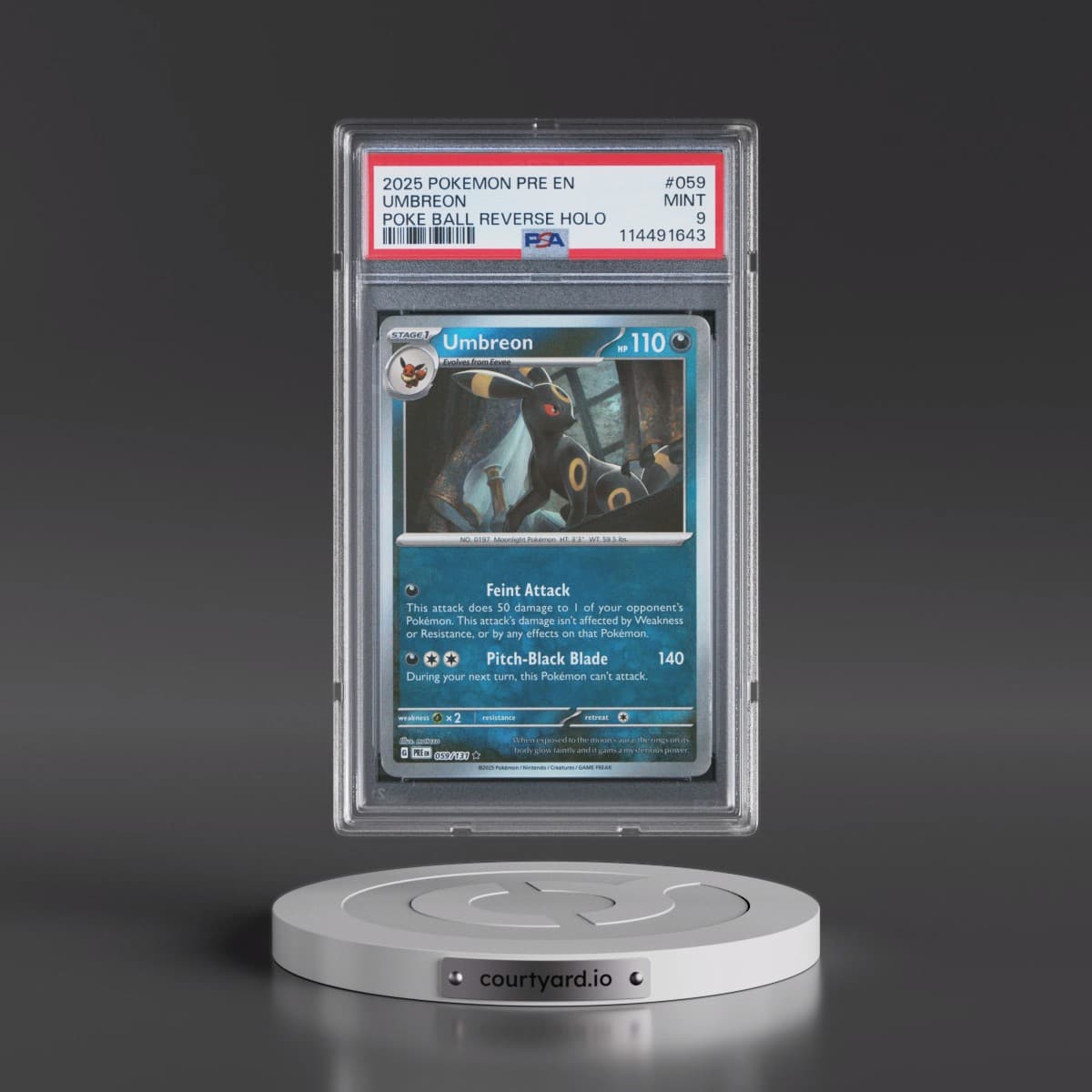 2025 Pokémon Pre EN-Prismatic Evolutions #059 Umbreon - Reverse Holo Poke Ball (PSA 9 MINT)
