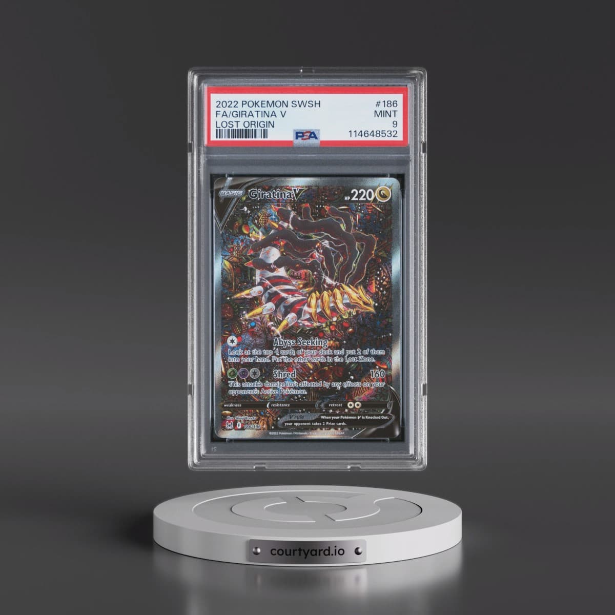 2022 Pokémon Sword & Shield Lost Origin #186 Giratina V - Holo Full Art (PSA 9 MINT)