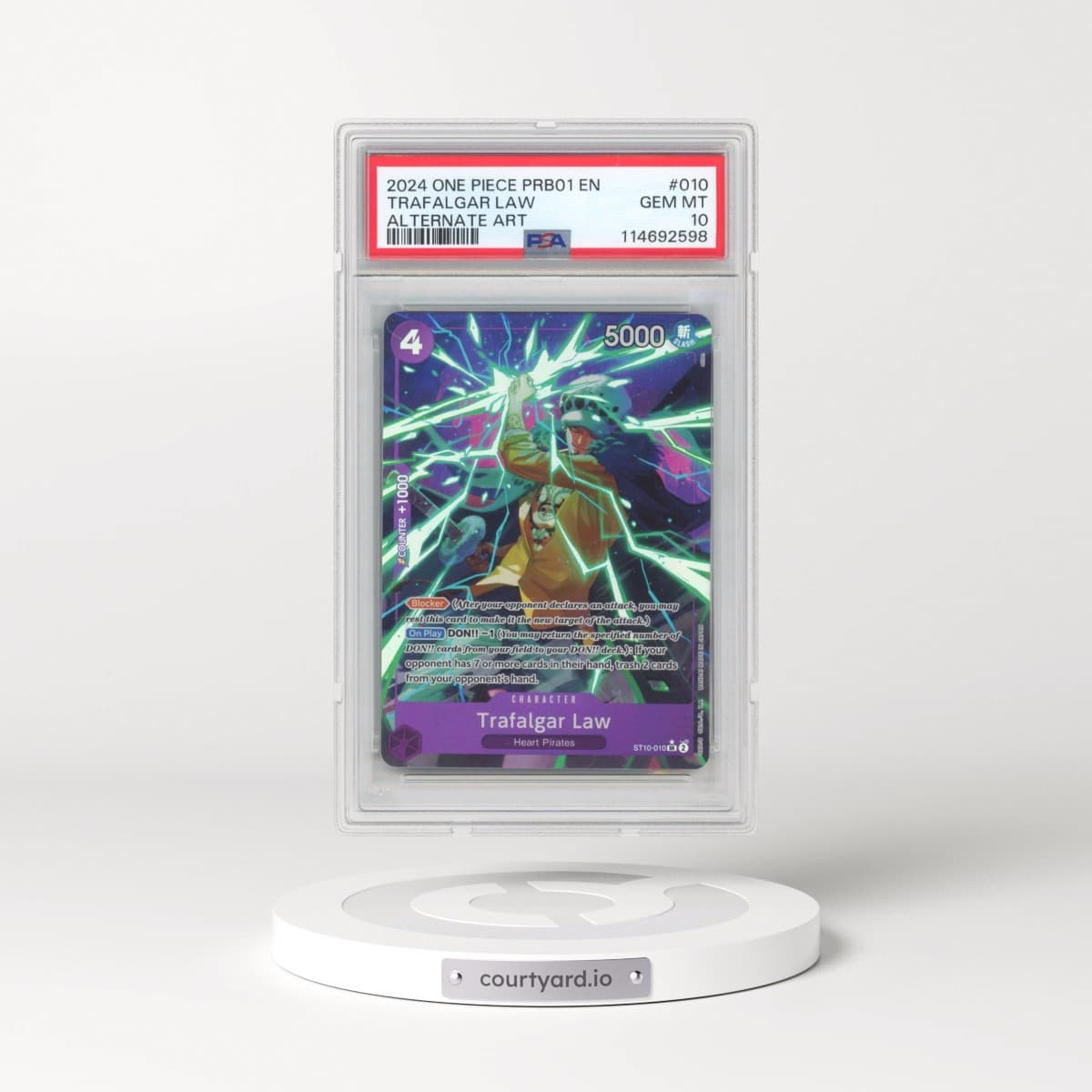 2024 One Piece PRB01-Premium Booster -One Piece Card the Best #010 Trafalgar Law - Alternate Art (PSA 10 GEM MINT)