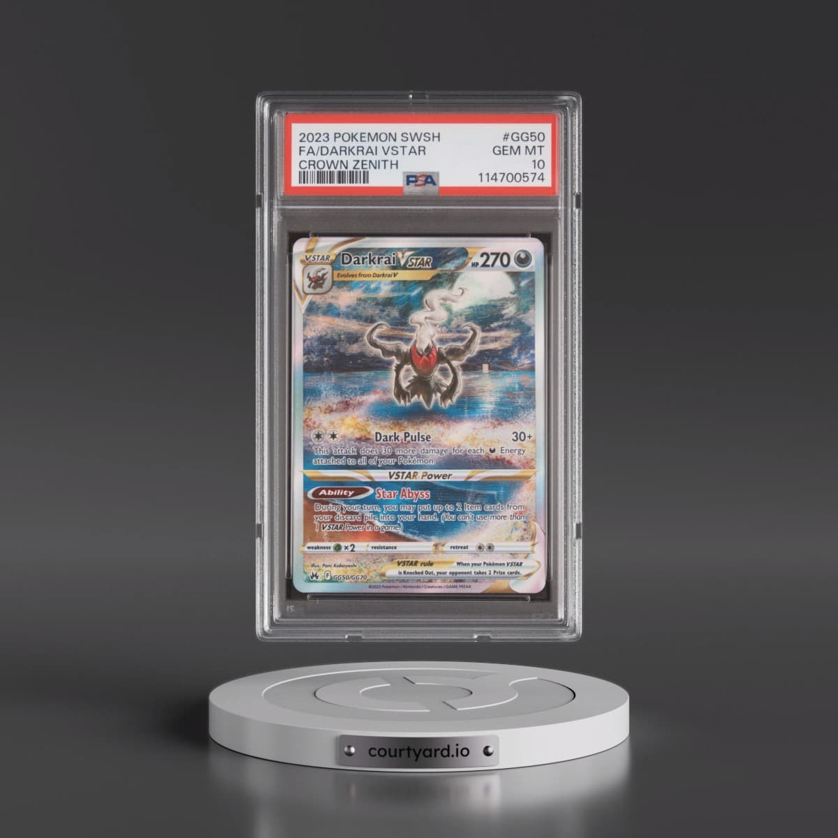 2023 Pokémon Sword and Shield Crown Zenith #GG50 Darkrai Vstar - Full Art (PSA 10 GEM MINT)