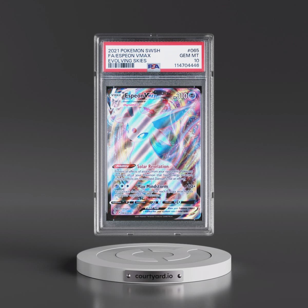 2021 Pokémon Sword & Shield Evolving Skies #065 Espeon Vmax - Full Art (PSA 10 GEM MINT)