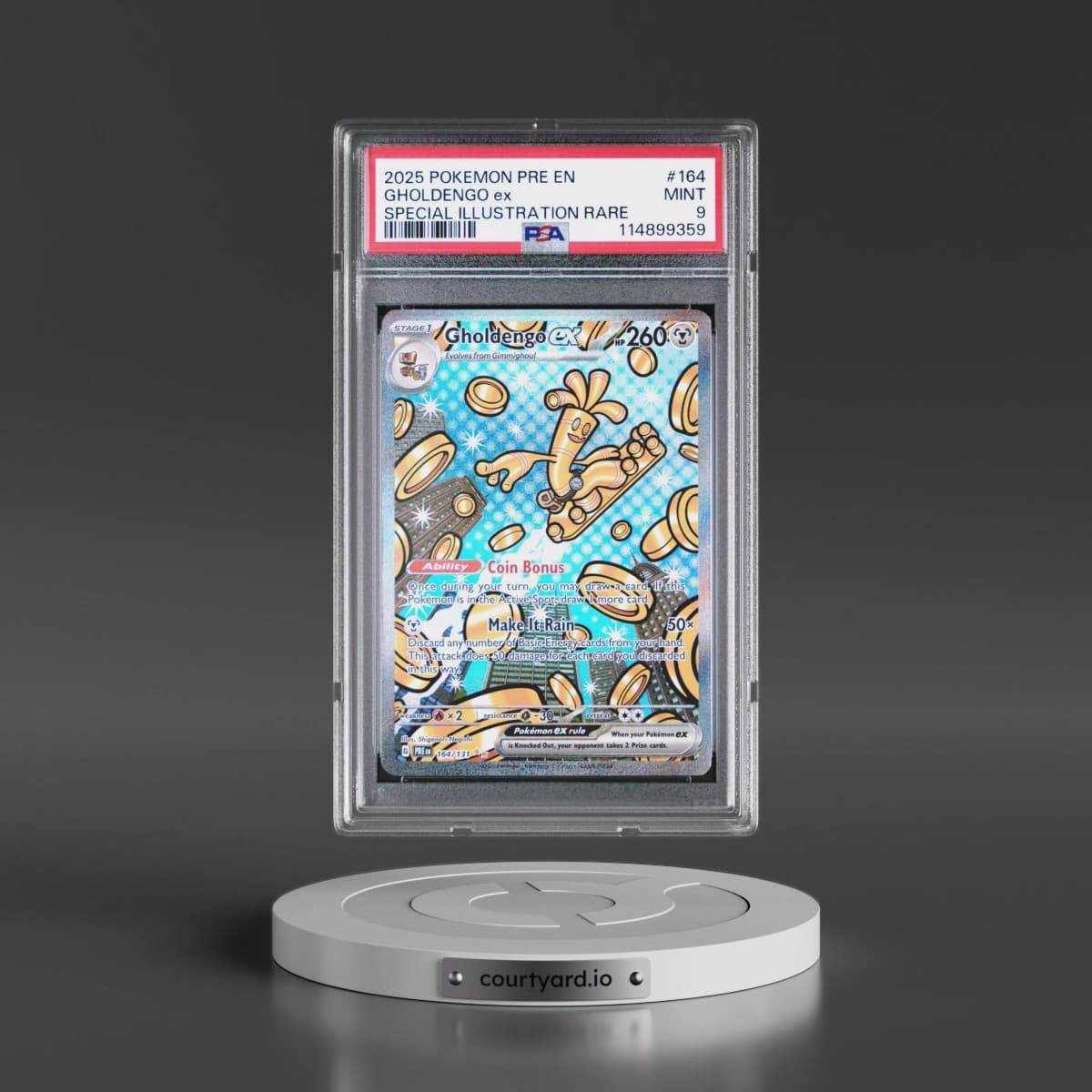 2025 Pokémon Pre EN-Prismatic Evolutions #164 Gholdengo EX - Holo Special Illustration Rare (PSA 9 MINT)