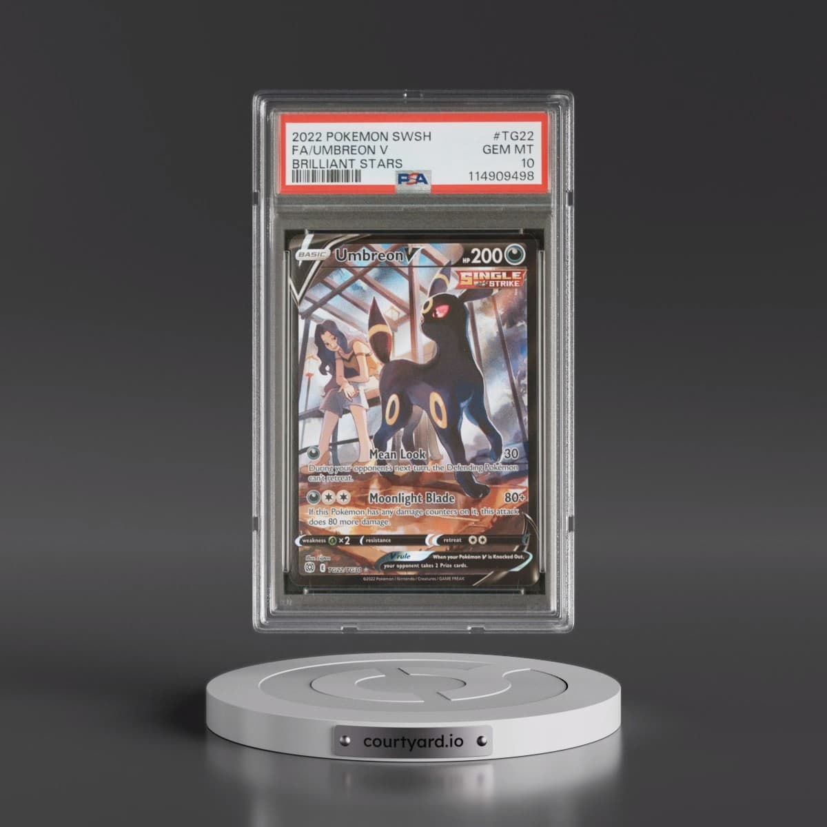 2022 Pokémon Sword & Shield Brilliant Stars #TG22 Umbreon V - Holo Full Art (PSA 10 GEM MINT)