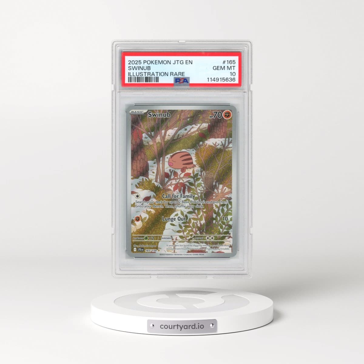 2025 Pokémon Jtg EN-Journey Together #165 Swinub - Illustration Rare (PSA 10 GEM MINT)