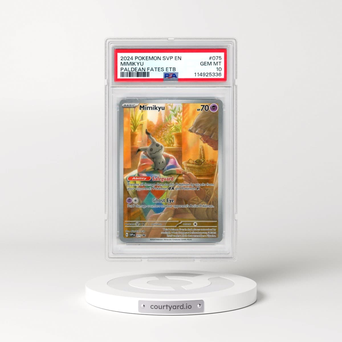 2024 Pokémon Svp EN-SV Black Star Promo #075 Mimikyu - Paldean Fates Elite Trainer Box (PSA 10 GEM MINT)