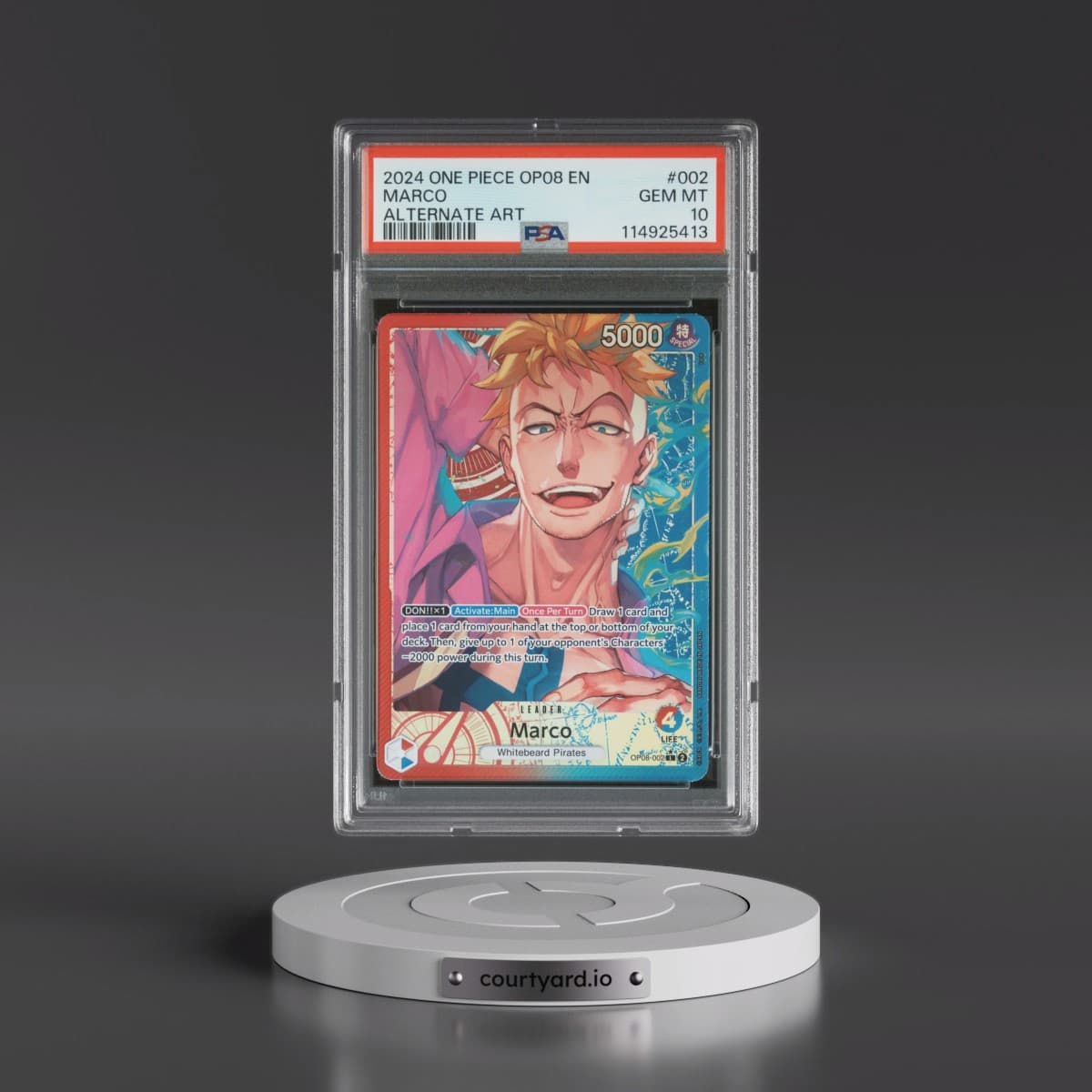 2024 One Piece OP08-Two Legends #002 Marco - Alternate Art (PSA 10 GEM MINT)
