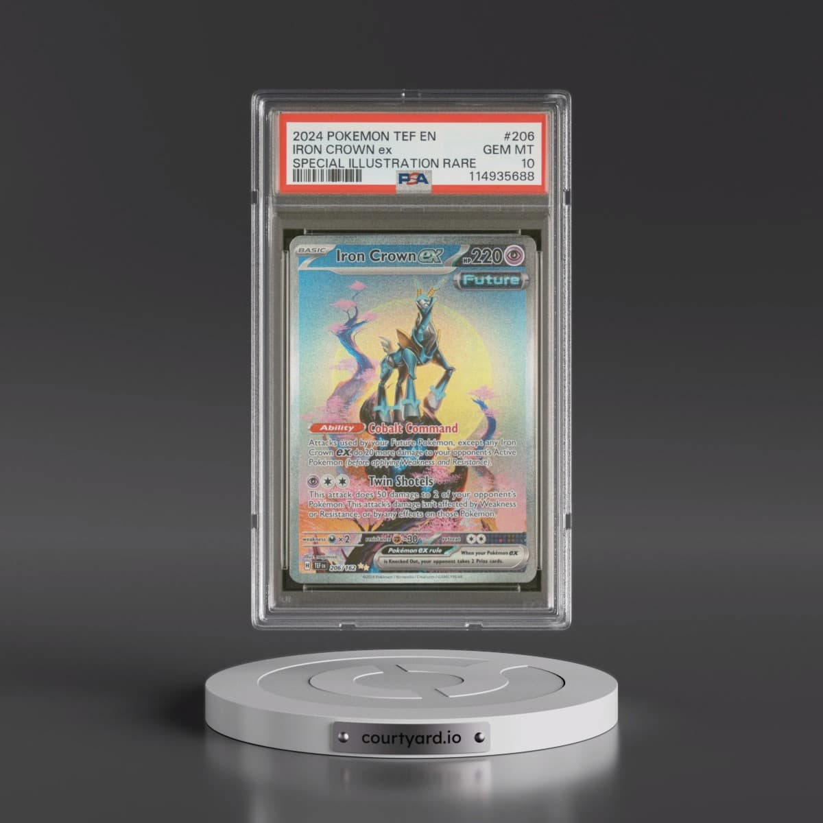 2024 Pokémon Tef EN-Temporal Forces #206 Iron Crown EX - Holo Special Illustration Rare (PSA 10 GEM MINT)