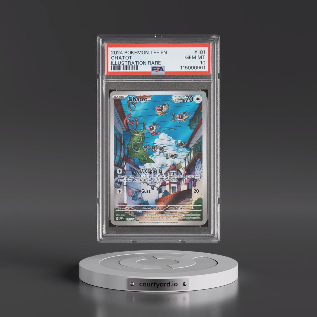 2024 Pokémon Tef EN-Temporal Forces #181 Chatot - Illustration Rare (PSA 10 GEM MINT)