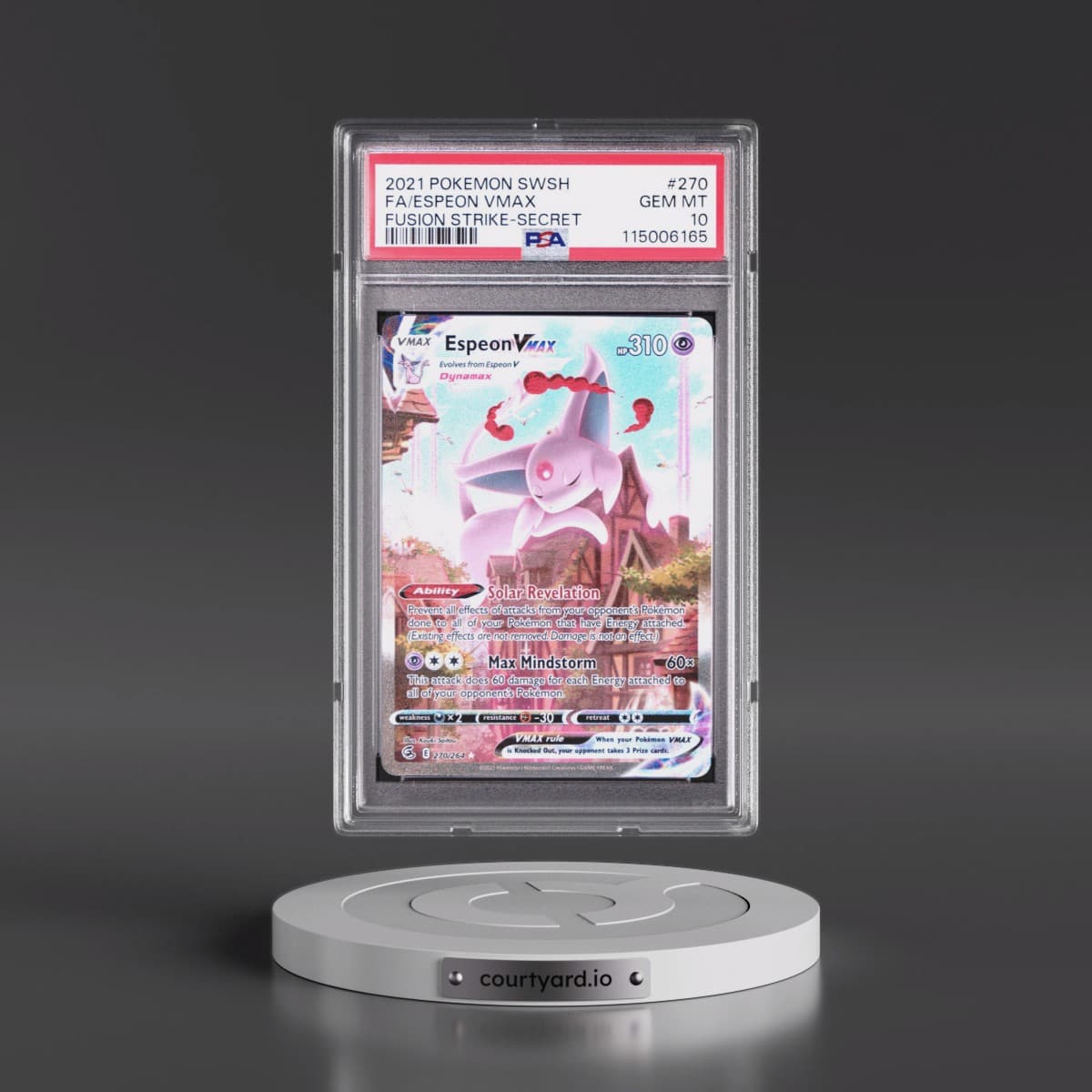 2021 Pokémon Sword & Shield Fusion Strike #270 Espeon Vmax - Full Art Secret (PSA 10 GEM MINT)