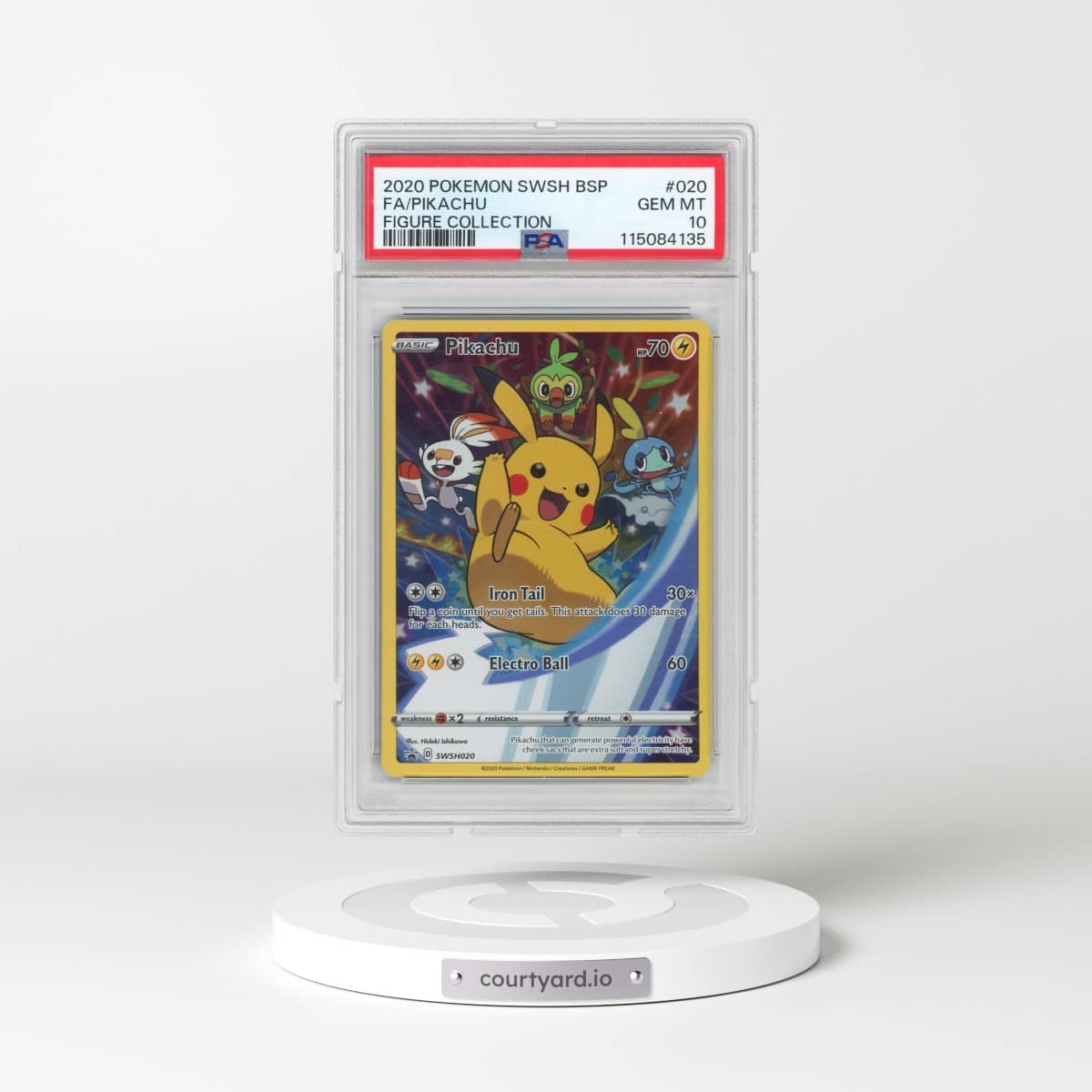 2020 Pokémon Swsh Black Star Promo #020 Pikachu - Full Art Figure Collection (PSA 10 GEM MINT)