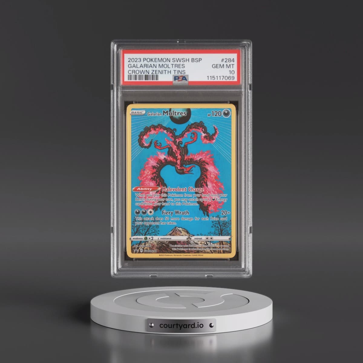 2023 Pokémon Swsh Black Star Promo #284 Galarian Moltres - Crown Zenith Tin (PSA 10 GEM MINT)