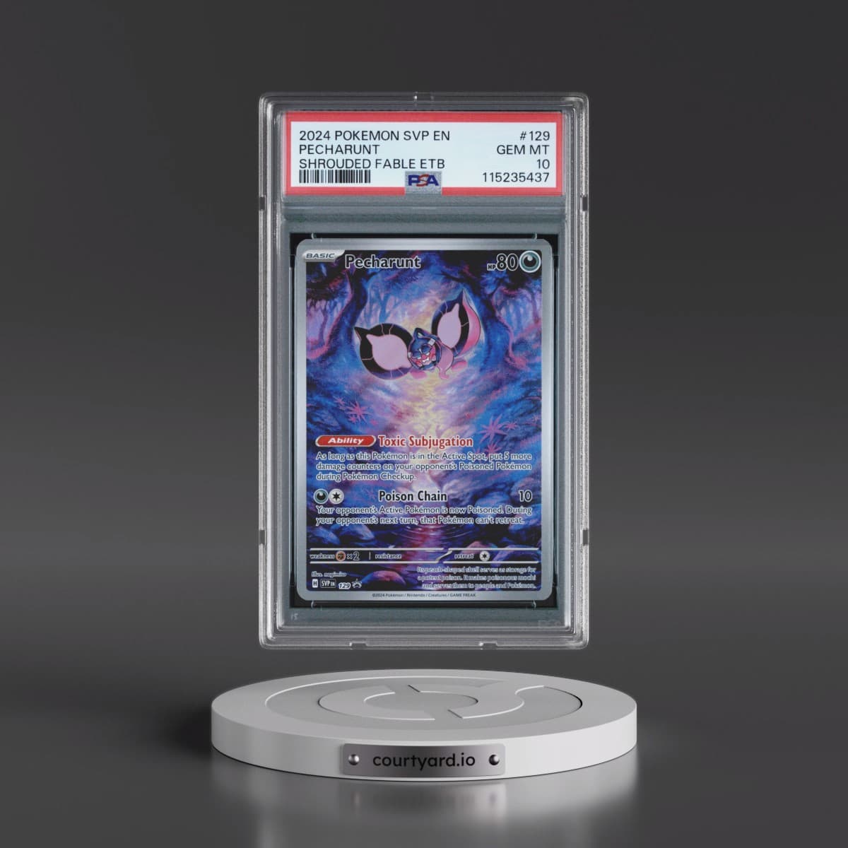 2024 Pokémon Svp EN-SV Black Star Promo #129 Pecharunt - Shrouded Fable Elite Trainer Box (PSA 10 GEM MINT)