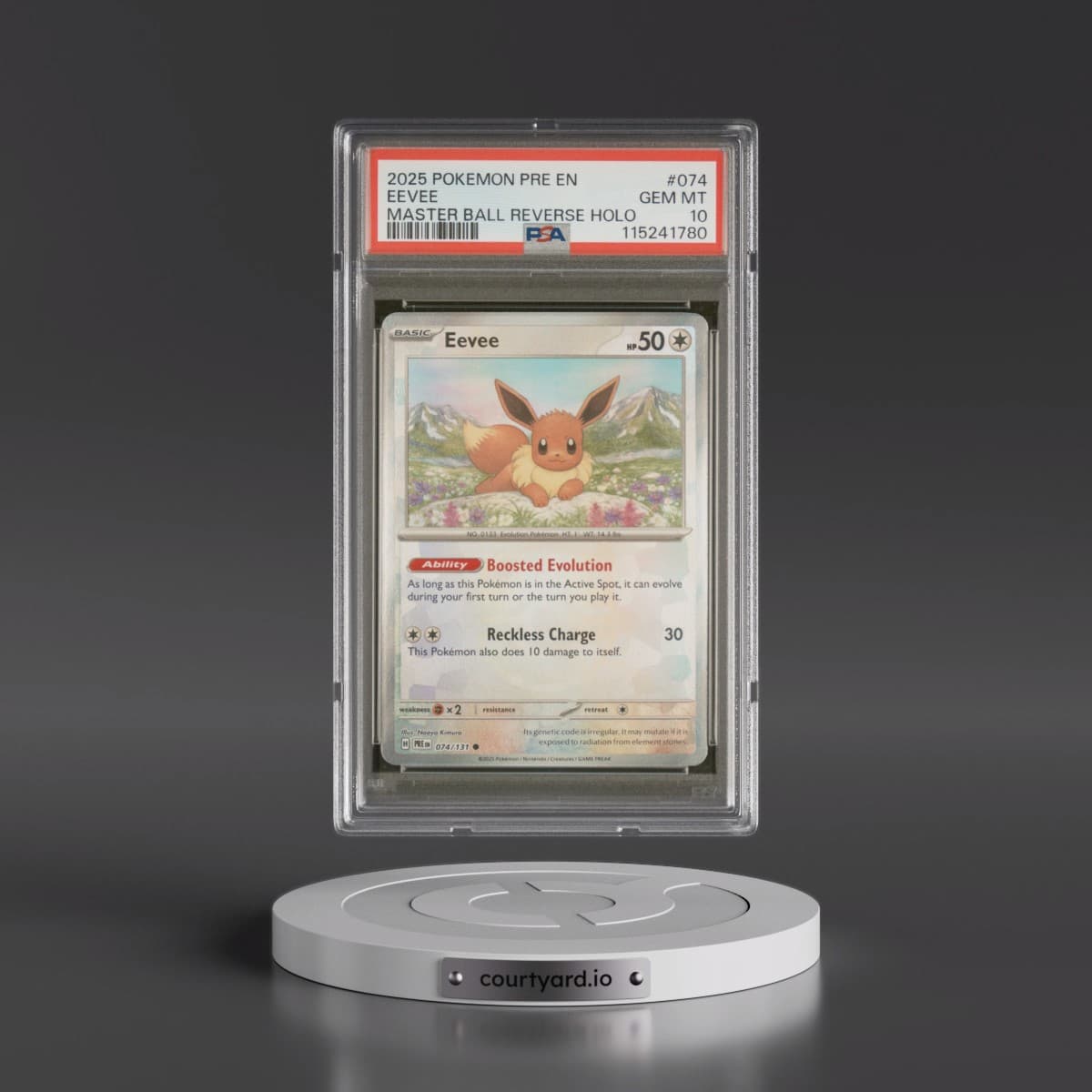2025 Pokémon Pre EN-Prismatic Evolutions #074 Eevee - Reverse Holo Master Ball (PSA 10 GEM MINT)
