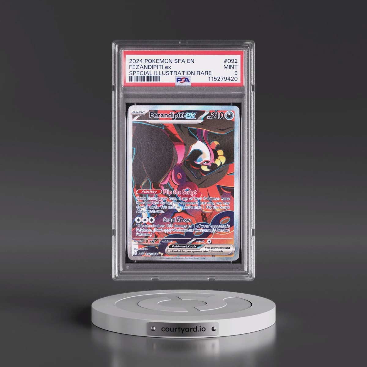 2024 Pokémon Sfa EN-Shrouded Fable #092 Fezandipiti EX - Holo Special Illustration Rare (PSA 9 MINT)